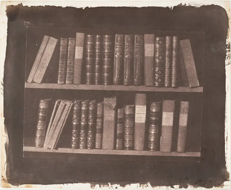 Estante de livros, fotografia de 1844 de William Henry Fox Talbot